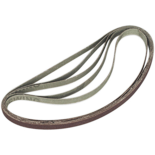 5 PACK - 8mm x 456mm Sanding Belts - 120 Grit Aluminium Oxide Slim Detail Loop Loops