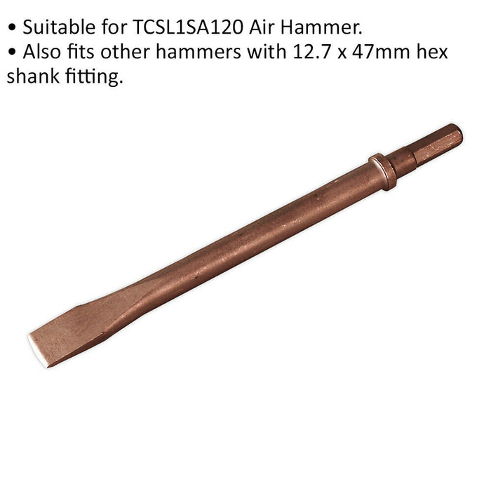 240mm Flat Chisel - Hex Shank - Suitable for ys07493 Heavy Duty Air Hammer Loops