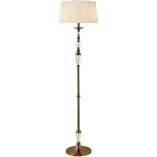 Luxury Elegant Floor Lamp Antique Brass Crystal Beige Organza Shade 6ft Tall Loops