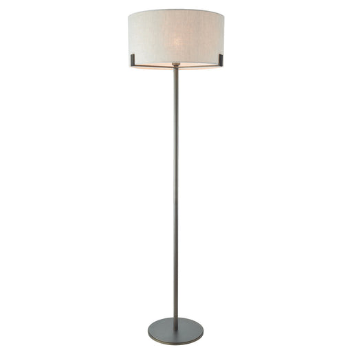 Floor Lamp Light Brushed Bronze & Natural Linen 60W E27 Base & Shade Loops