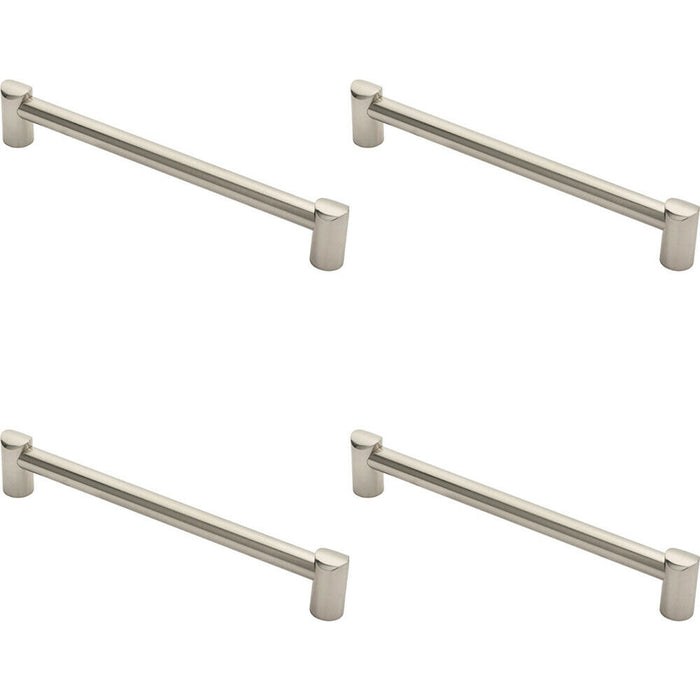 4x Round Tube Pull Handle 244 x 16mm 224mm Fixing Centres Satin Nickel Loops