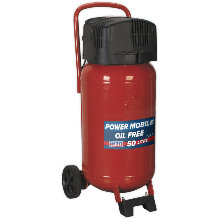 50 Litre Oil Free Belt Drive Air Compressor - 2hp Motor - Quick Release Coupling Loops