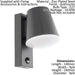 IP44 Outdoor Wall Light & PIR Sensor Anthracite Steel 1 x 10W E27 Bulb Loops