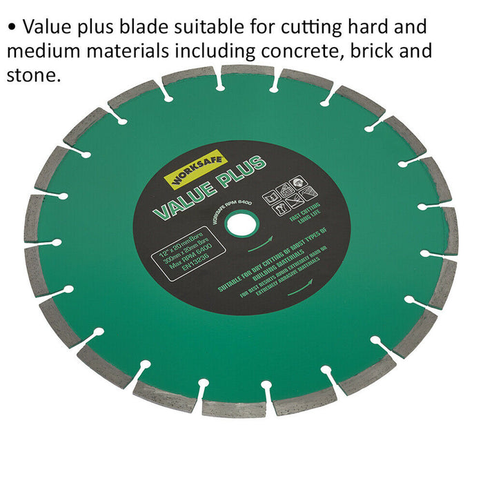 300mm Diamond Cutting Disc Blade - 20mm Bore - Long Lasting Brick Concrete Stone Loops