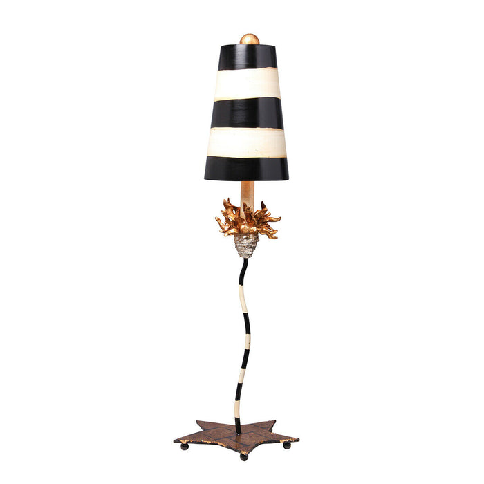 Table Lamp Gold Leaf With Black & Taupe Stripes LED E27 100W Bulb Loops