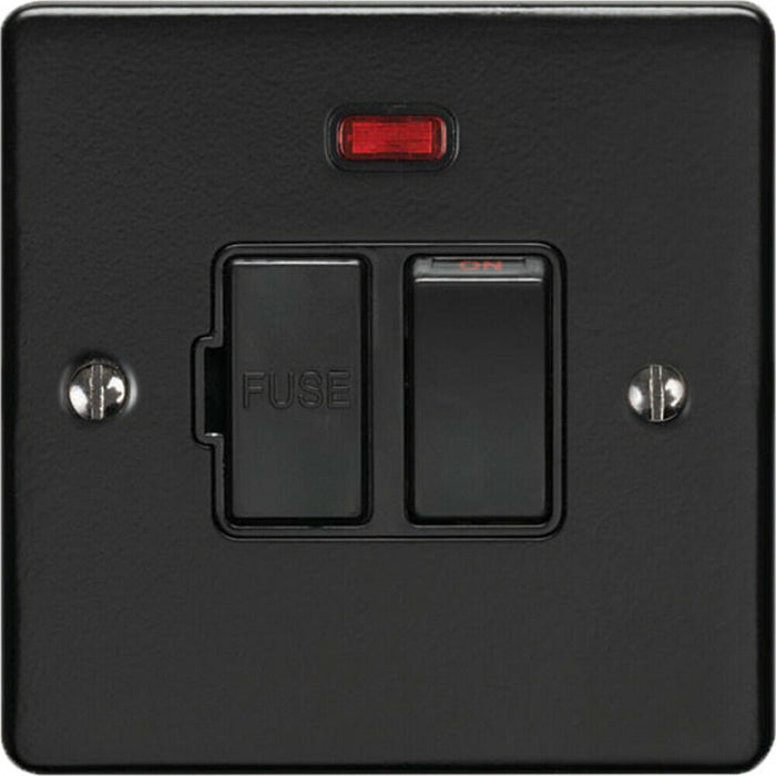 2 PACK 13A DP Switched Fuse Spur & Neon Light MATT BLACK & Black Isolation Loops