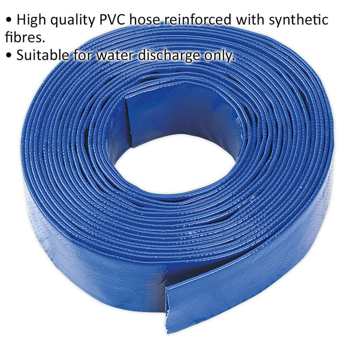 Reinforced PVC Layflat Hose - 38mm Dia - 10m Length - Water Discharge Hose Pipe Loops