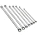7pc Double Ended Fixed & Ratchet Ring Spanner Set -12 Point Metric Socket Wrench Loops