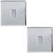 2 PACK 1 Gang Single Metal Light Switch POLISHED CHROME 2 Way 10A White Trim Loops