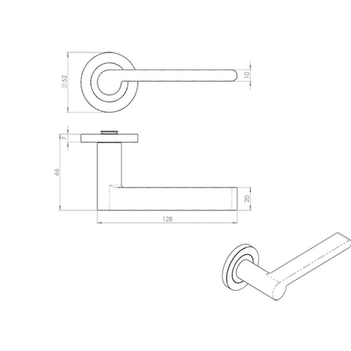 Door Handle & Latch Pack Satin Steel Modern Flat Lever Screwless Round Rose Loops