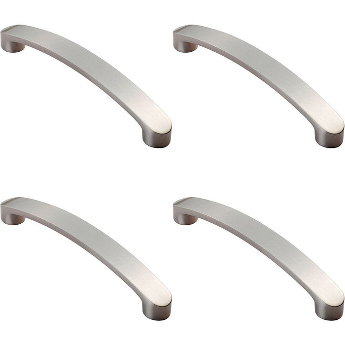 4x Flat Fronted Bow Pull Handle 140 x 12mm 128mm Fixing Centres Satin Nickel Loops