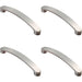 4x Flat Fronted Bow Pull Handle 140 x 12mm 128mm Fixing Centres Satin Nickel Loops