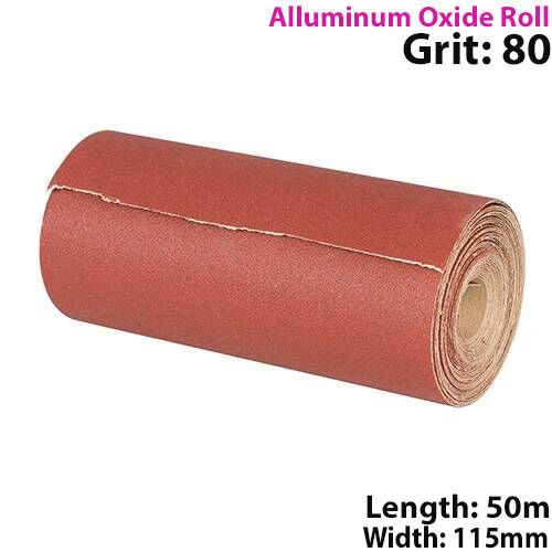 50m 80 Grit Aluminium Oxide Sand Paper Rolls Long Life Sanding Grinding Sheet Loops
