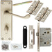 Door Handle & Bathroom Lock Pack Satin Chrome Victorian Scroll Bar Backplate Loops