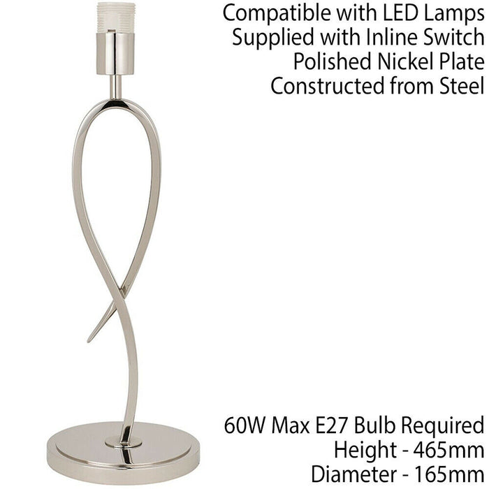 Eaves Luxury Table Lamp Light Polished Nickel Curved Modern Elegant Bulb Holder Loops