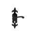 PAIR Forged Scroll Lever Handle on Lock Backplate 206 x 57mm Black Antique Loops