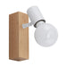 Wall 1 Spot Light Backplate Colour Brown Wood Oak Look White Shade Bulb E27 10W Loops