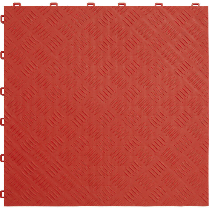 9 PACK Heavy Duty Floor Tile - PP Plastic - 400 x 400mm - Red Treadplate Loops