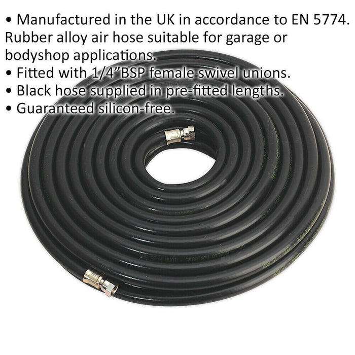 Heavy Duty Air Hose with 1/4 Inch BSP Unions - 20 Metre Length - 10mm Bore Loops