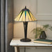 Small Tiffany Glass Table Lamp - Geometric Design - Black Finish - 40W E14 Golf Loops