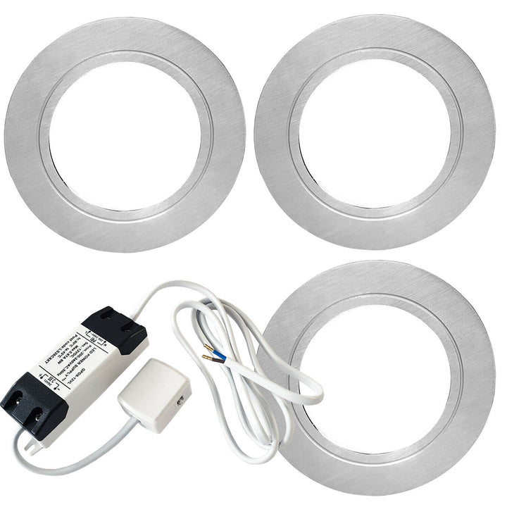 3x 2.6W LED Kitchen Flush Light & Driver Stainless Steel Natural Cool White Loops