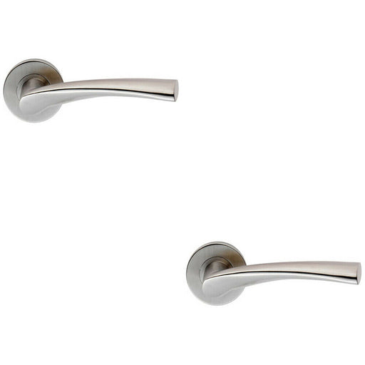2x PAIR Twisted Angular Design Handle on Round Rose Concealed Fix Satin Steel Loops
