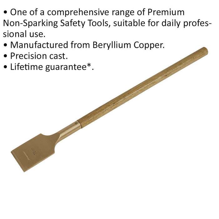 Long Handle Decorators Scraper - 75 x 705mm - Non-Sparking - Beryllium Copper Loops