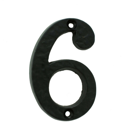 Black Antique Door Number 6/9 78mm Height 8mm Depth Iron Face Numeral Plaque Loops