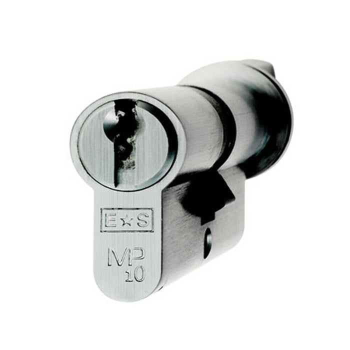 70mm Euro Cylinder & Thumbturn Lock Keyed to Differ 10 Pin Polished Chrome Loops