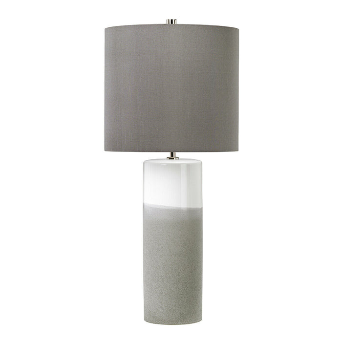 Table Lamp White Gloss Matt Grey Textured Dark Grey Faux Silk Shade LED E27 60W Loops