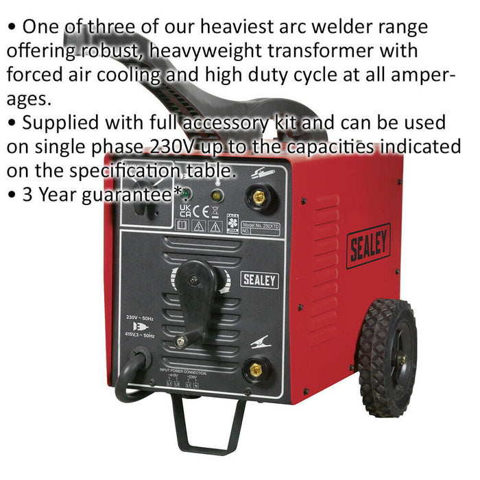 250A Arc Welder with Accessory Kit - Forced Air Cooling System - 230V & 415V Loops