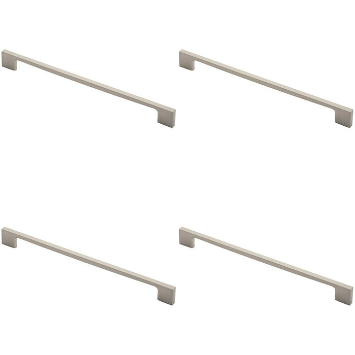 4x Slim D Shape Pull Handle 290 x 9mm 256mm Fixing Centres Satin Nickel Loops