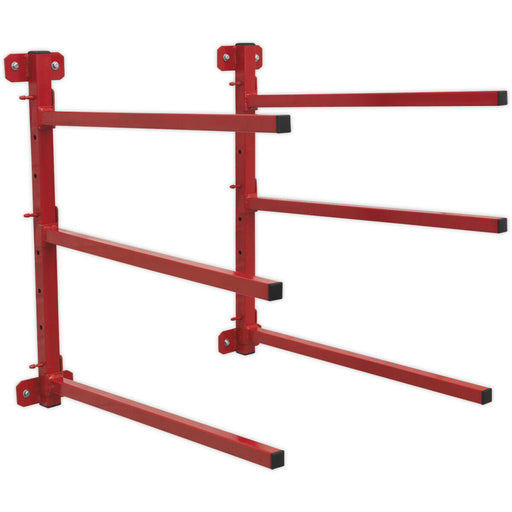 Wall Mountable Folding Bumper Rack - 80kg Weight Limit - Bodyshop Storage Stand Loops