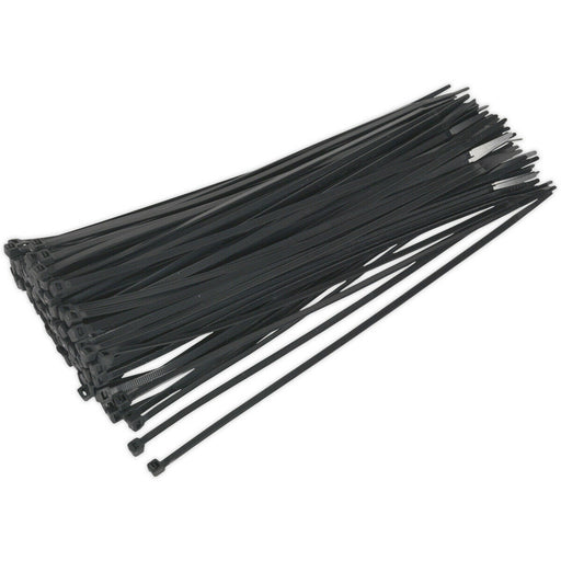 100 PACK Black Cable Ties - 300 x 4.4mm - Nylon 66 Material - Heat Resistant Loops
