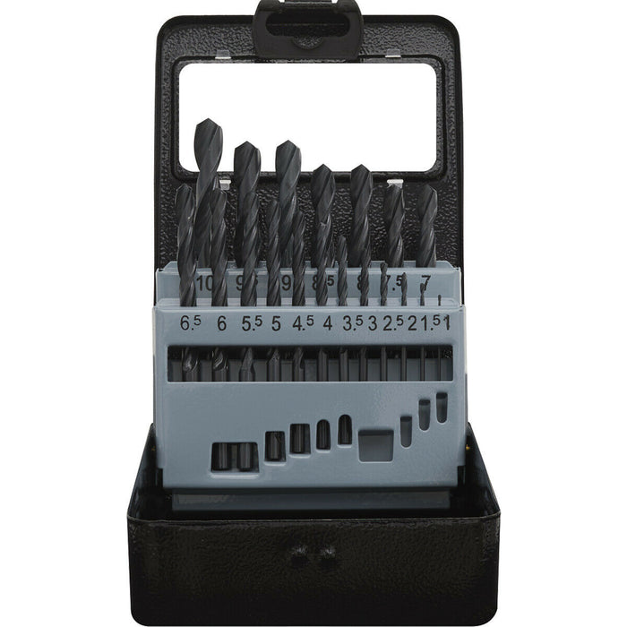 19 Piece Roll Forged HSS Drill Bit - 1mm to 10mm - 118 Degree Point Tip - Case Loops