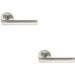 2x PAIR Straight Round T Bar Handle on Round Rose Concealed Fix Polished Steel Loops