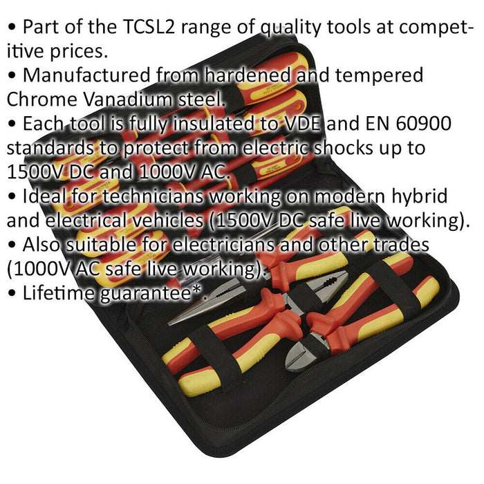 11pc Electricians Tool Kit - VDE Insulated Safety Tool Set - Screwdrivers Pliers Loops