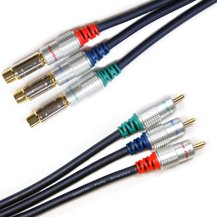 1m HD Component Video Cable Extension Gold Male to Female Lead RGB YPbPr Loops
