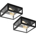 2 PACK IP44 Outdoor Wall Light Black & Glass Box Twin 60W E27 Porch Lamp Loops