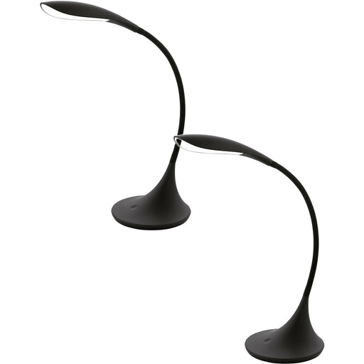 2 PACK Table Lamp Colour Black Sweeping Curve Design Touch To DIm LED 4.5W Loops