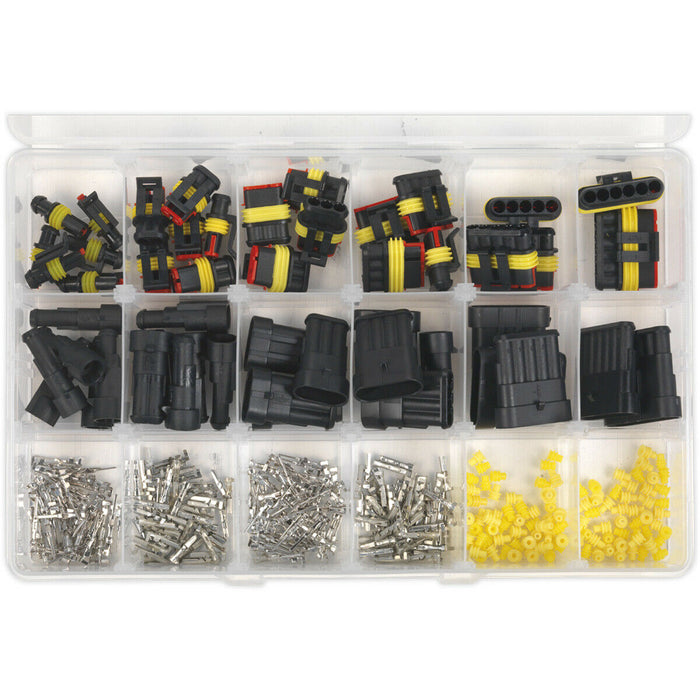 350 Piece Superseal Male & Female Connector Assortment - 1 to 6 Way - Waterproof Loops