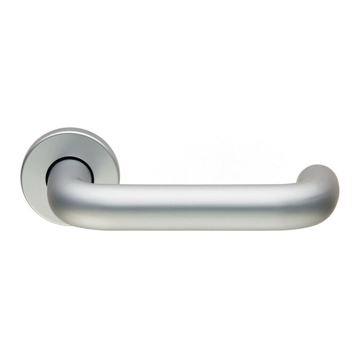 2x PAIR 19mm Round Bar Safety Lever on Round Rose Concealed Fix Satin Aluminium Loops