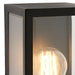IP44 Outdoor Wall Light Matt Black & Glass Rectangle Box Lantern 28W E27 Edison Loops