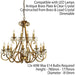 Esher Ceiling Pendant Chandelier Antique Brass & Crystal Curved 12 Lamp Light Loops
