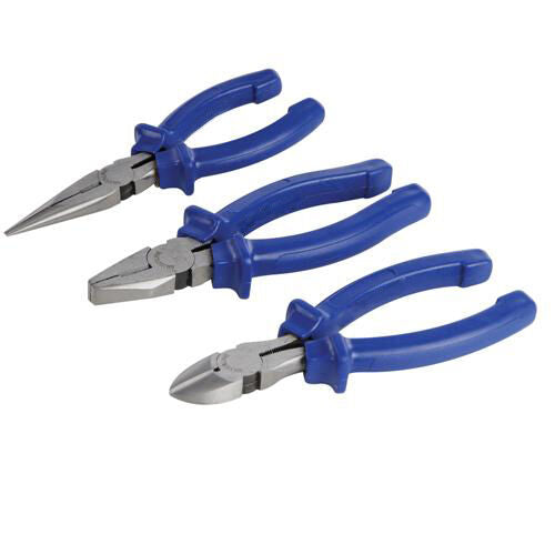 3 Pack 160mm Pliers Set Long Nose / Combination / Side Cutting Slip Guards Loops