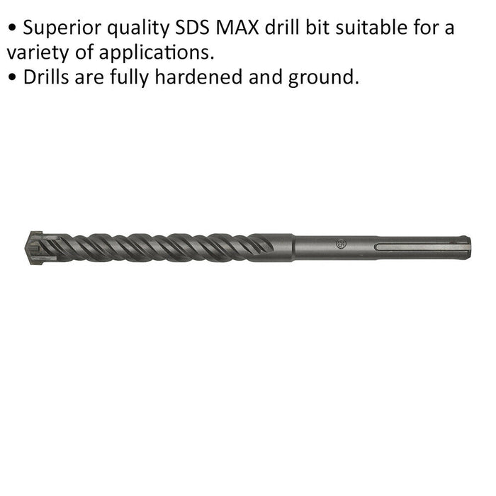 25 x 320mm SDS Max Drill Bit - Fully Hardened & Ground - Masonry Drilling Loops