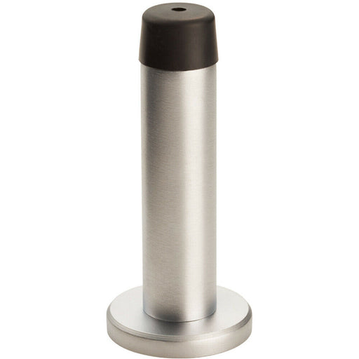 Rubber Tipped Doorstop Cylinder with Rose Wall Mounted 71mm Satin Chrome Loops