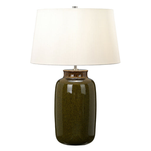 Table Lamp Olive Green Ivory Tapered Cylinder Shade Polished Nickel LED E27 60W Loops