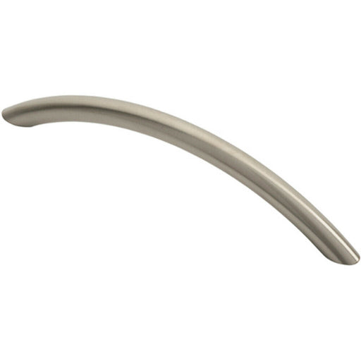 Curved Bow Cabinet Pull Handle 153 x 10mm 128mm Fixing Centres Satin Nickel Loops