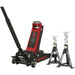 Low Entry Hydraulic Trolly Jack & 2 x Axle Stand Kit - 2500kg Capacity - Red Loops